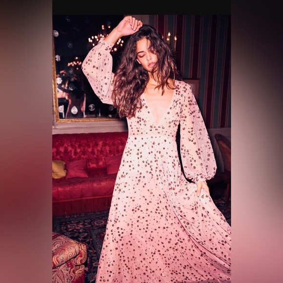 LoveShackFancy Janet Sequin-embellished Stretch-tulle Maxi Dress Bubblegum - Picture 9 of 16